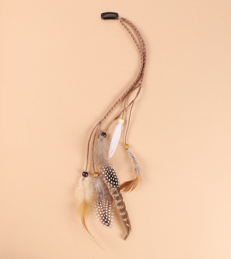 Bohemian feather hair clip with tassels in vibrant colours