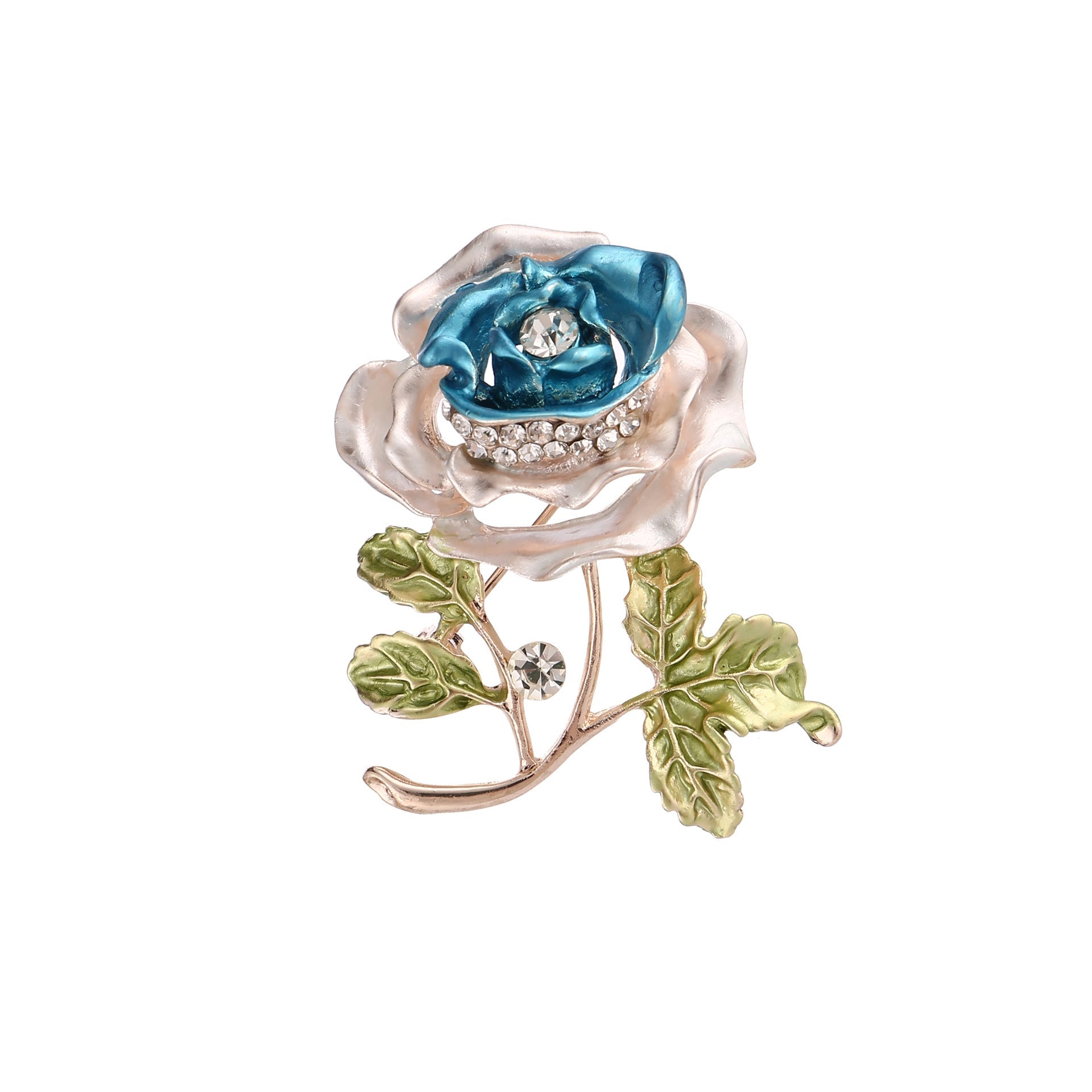 Vibrant red floral brooch on a white background