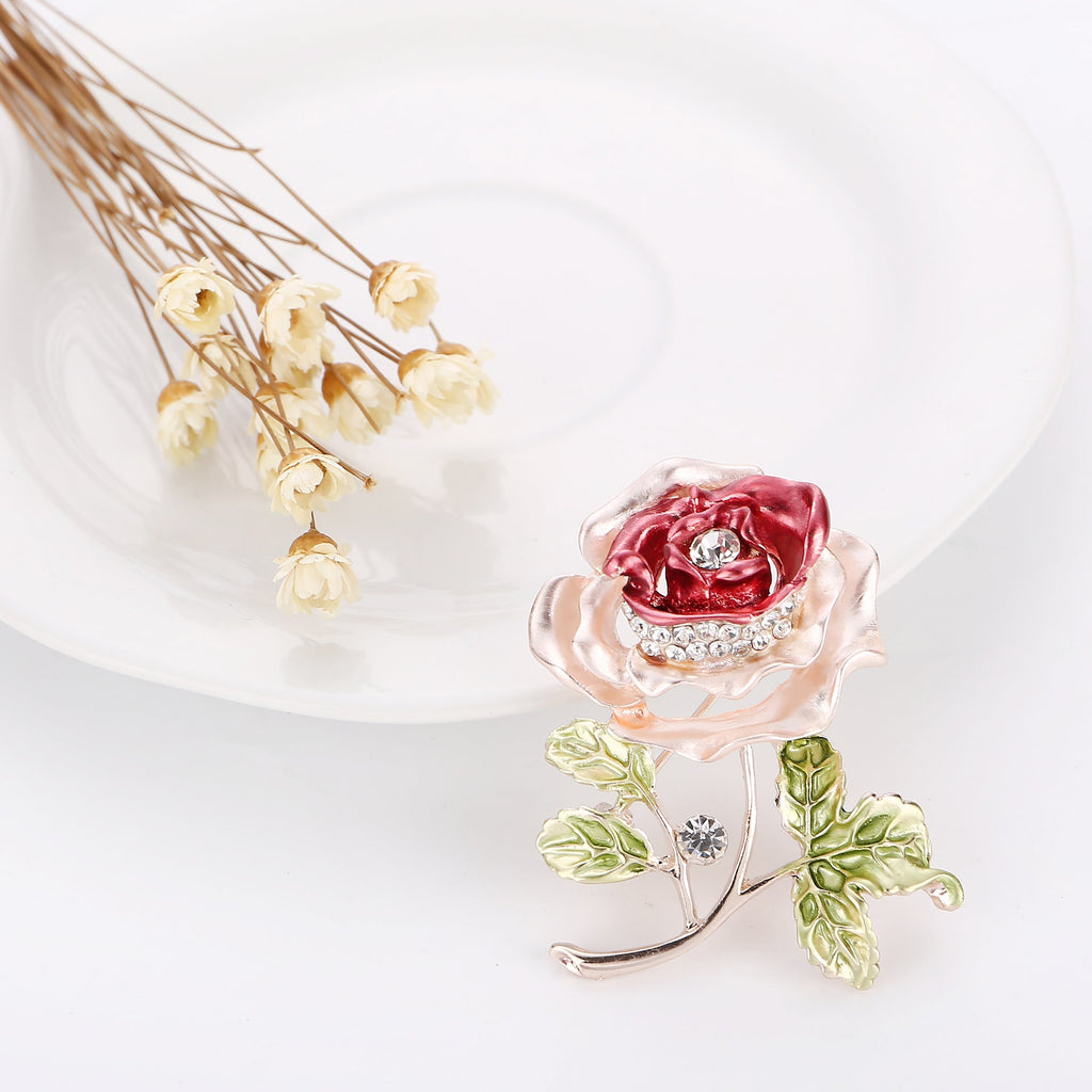 Elegant brooch worn on a dress
