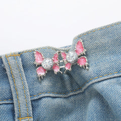 Adjustable Waist Butterfly Buckle with Rhinestones - Buckle Design