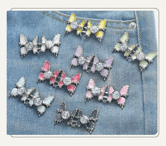 Adjustable Waist Butterfly Buckle with Rhinestones - Front View