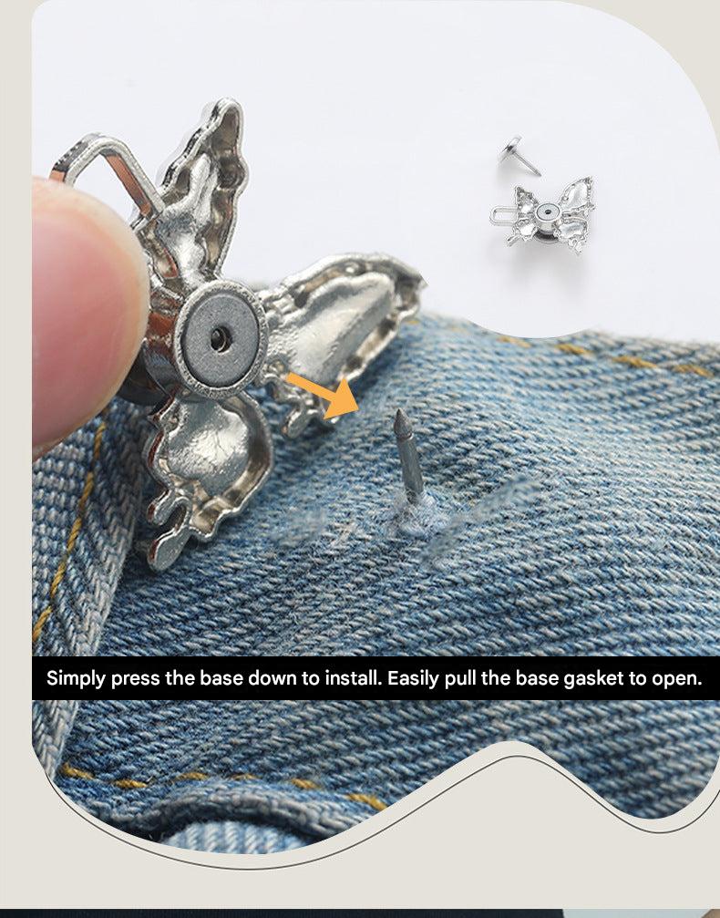 Adjustable Waist Butterfly Buckle with Rhinestones - On Clothing
