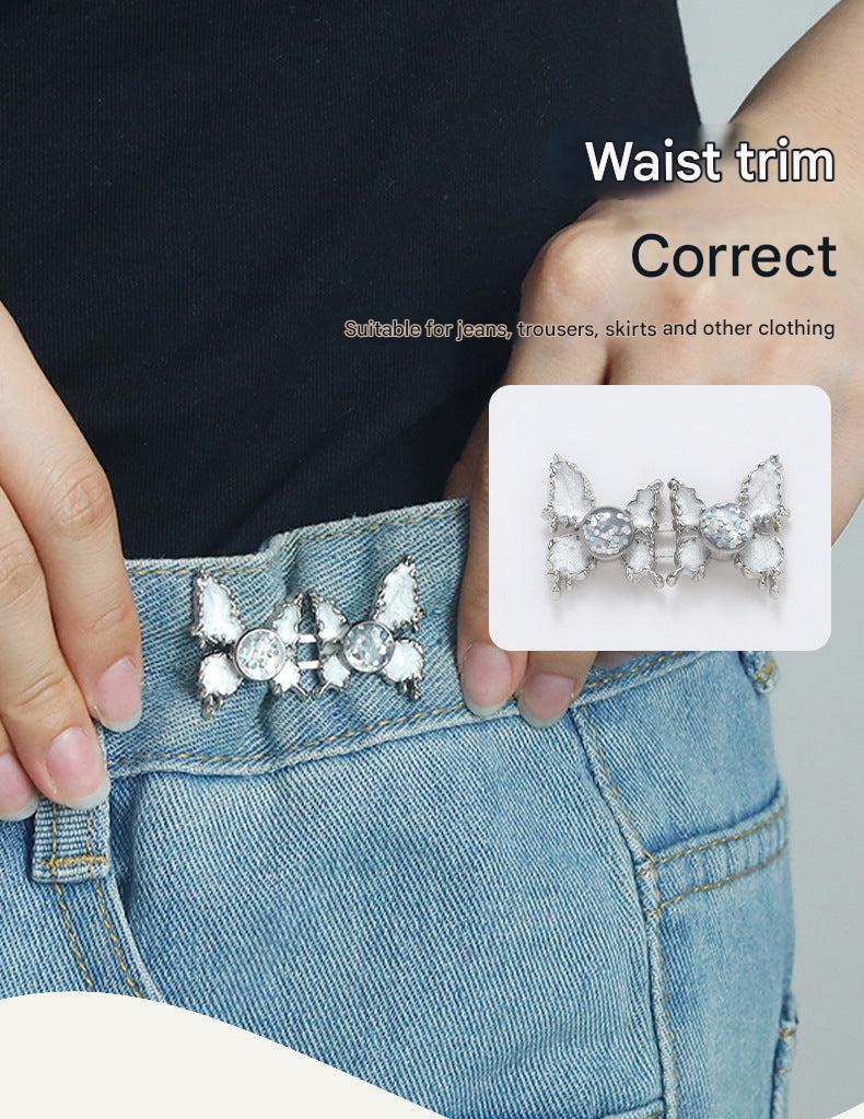 Adjustable Waist Butterfly Buckle with Rhinestones - Side View