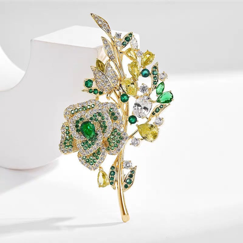 Elegant brooch on a fashionable jacket
