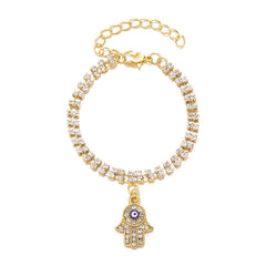 Adjustable crystal bracelet with blue eye and starfish design