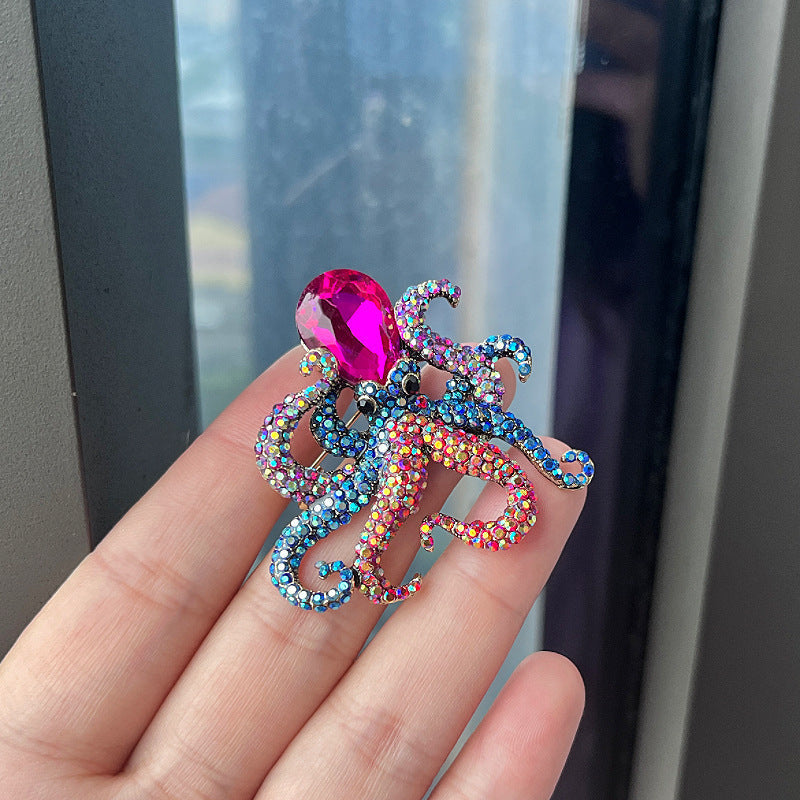 Close-up of the Unique Alloy Octopus Brooch
