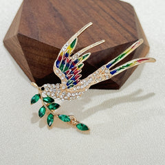 Charming Swallow Brooch Pin close up view