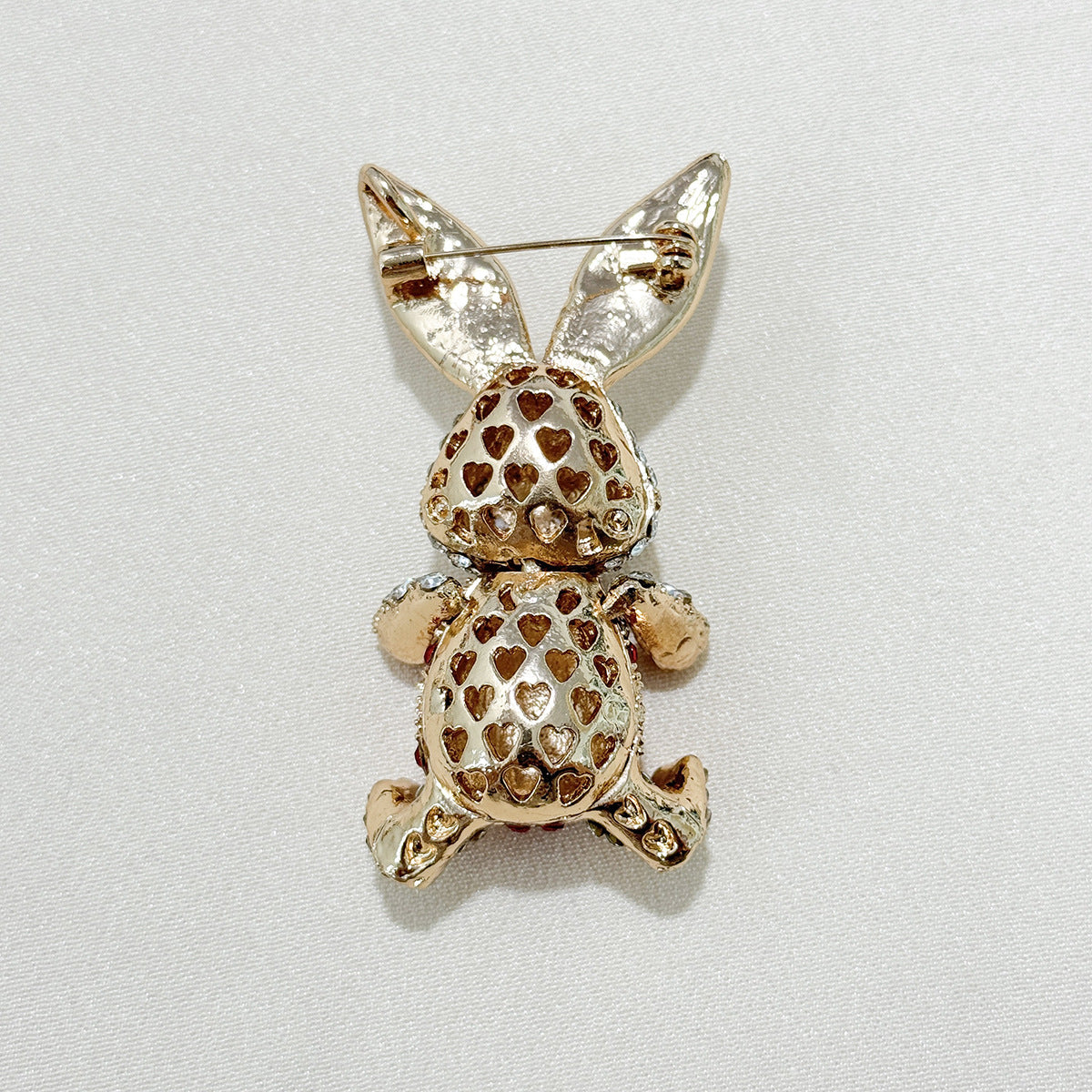 cute metal bunny pin side angle