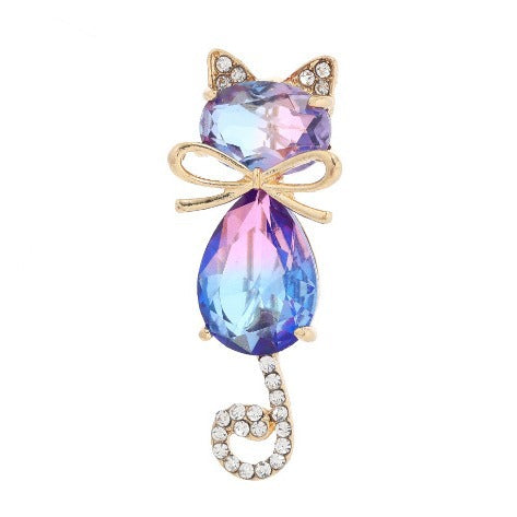 Fashion accessory - vibrant cat brooch pin