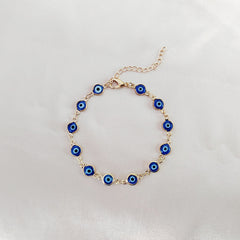 Front View of Turquoise Blue Evil Eye Bracelet