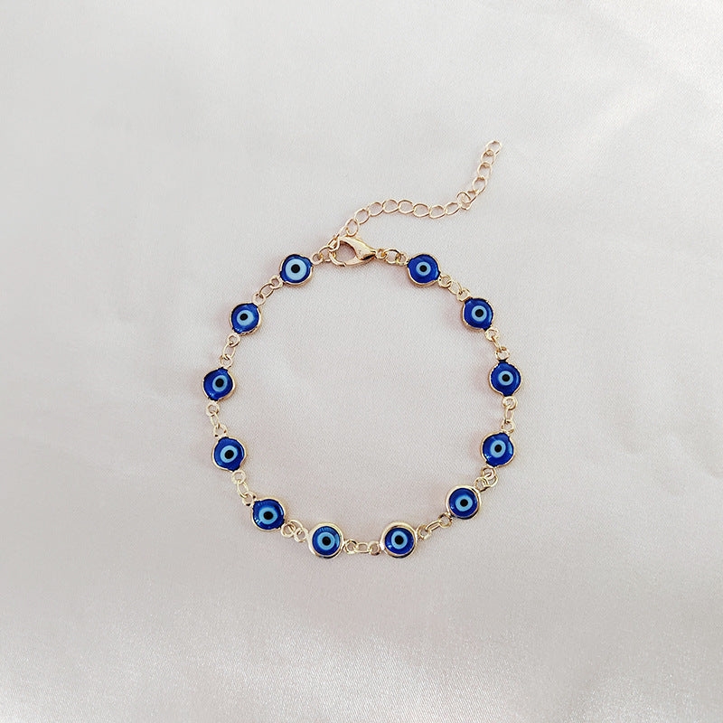 Front View of Turquoise Blue Evil Eye Bracelet