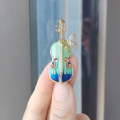 Violin Brooch on White Background