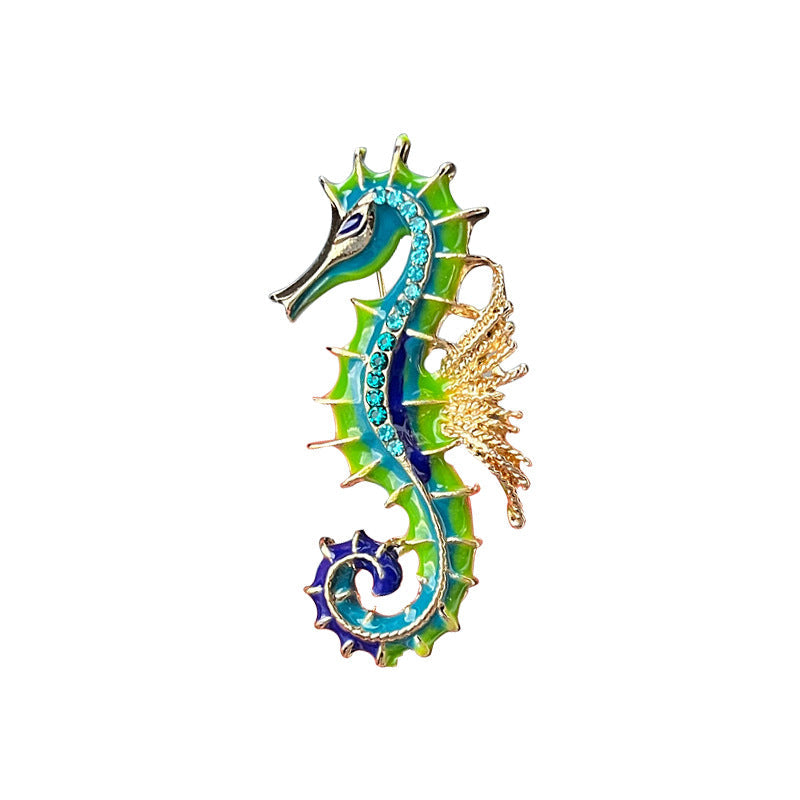 Detailed Seahorse Brooch for women in vibrant colours
