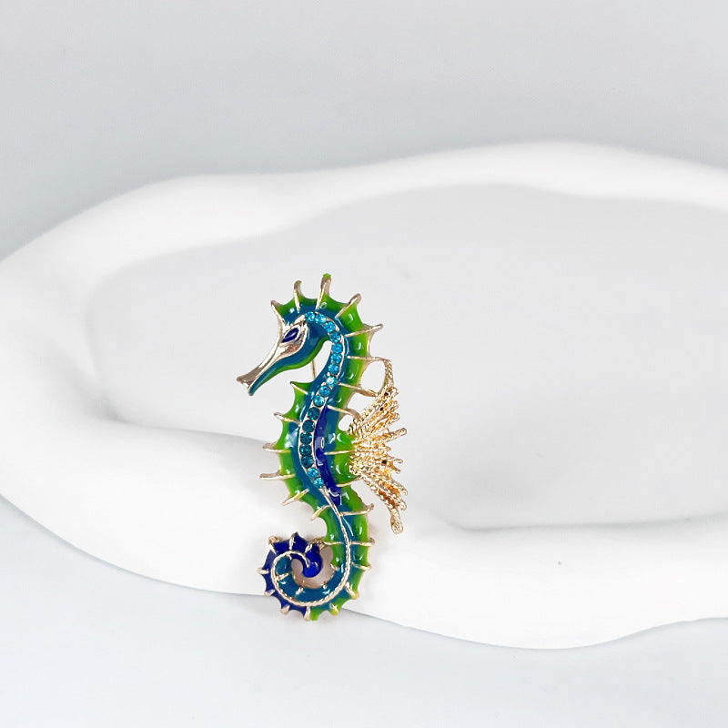 Vintage Seahorse Brooch artfully presented