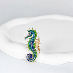 Vintage Seahorse Brooch artfully presented