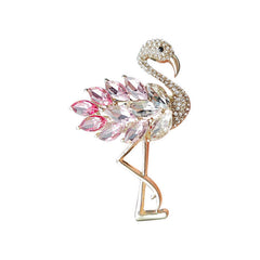 Charming Flamingo Brooch showcased in fashion context