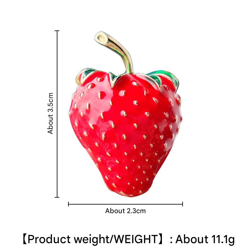 Charming Strawberry Enamel Pin front view