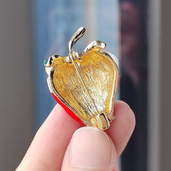 Charming Strawberry Enamel Pin front view
