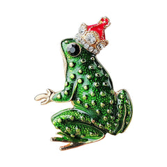 Charming Frog Brooch styled on jacket