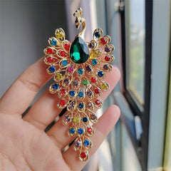 Alloy peacock brooch on display
