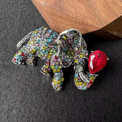 Elegant Alloy Elephant Brooch with Rhinestones - Image 1