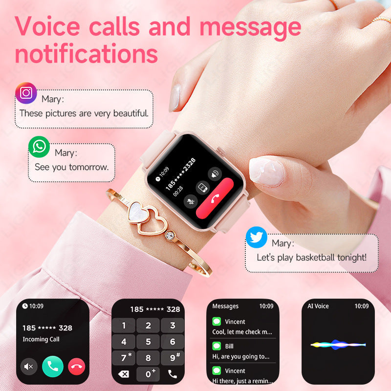 Smartwatch with stylish square touchscreen display
