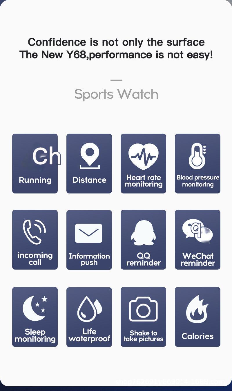 Y68 Smart Fitness Tracker functionality demo