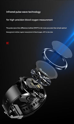 Smartwatch with earbuds front view