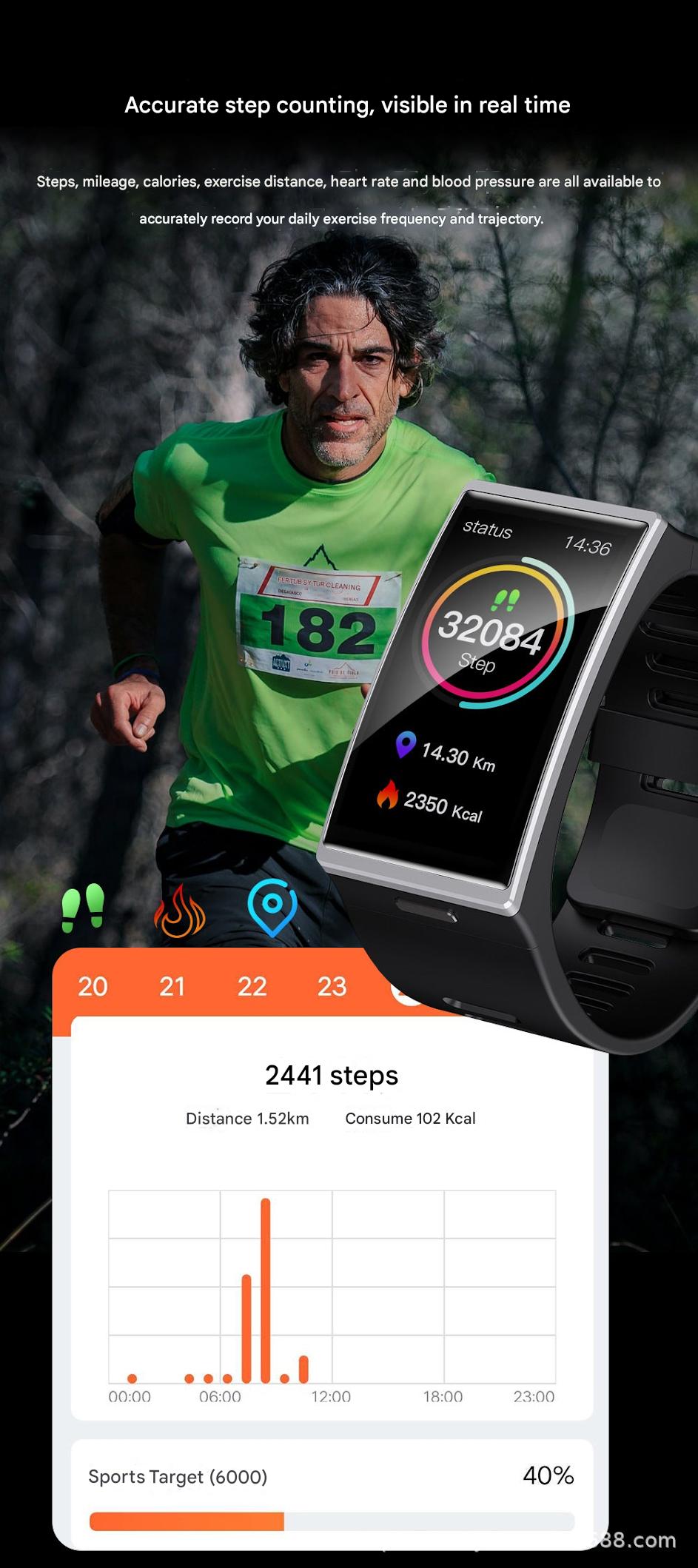 DM12 smartwatch with apps and notifications