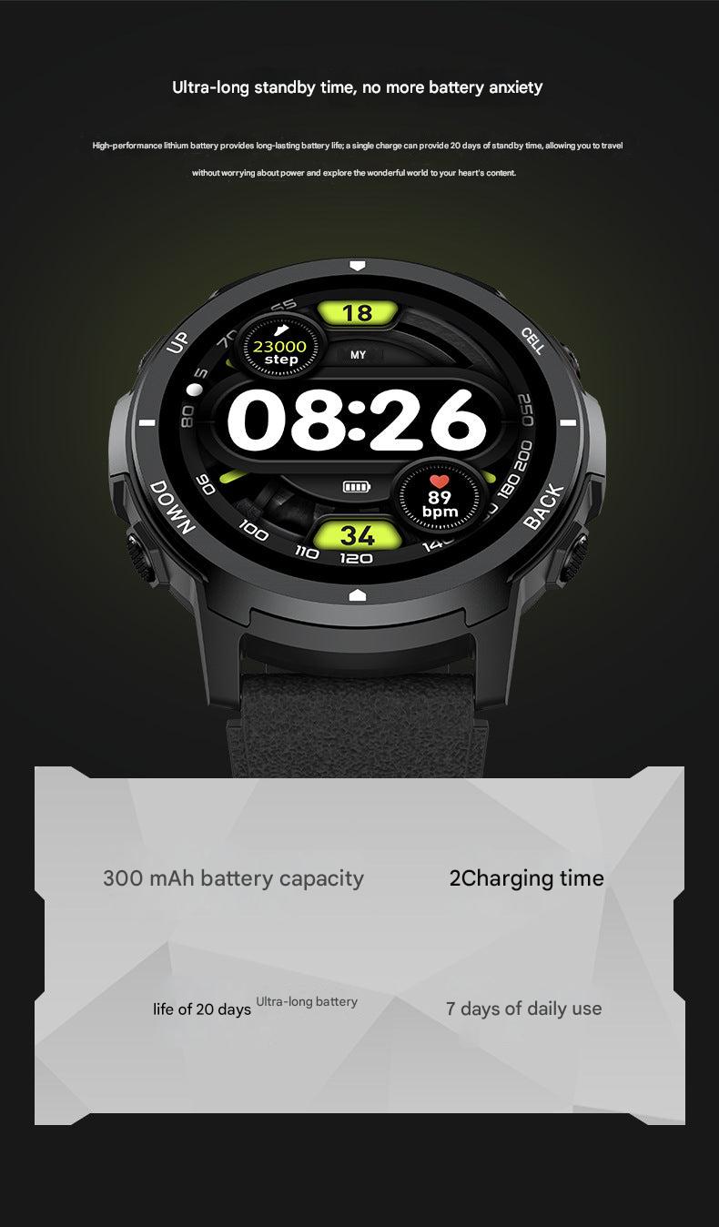 S52 smartwatch blue colour showcasing heart rate monitor