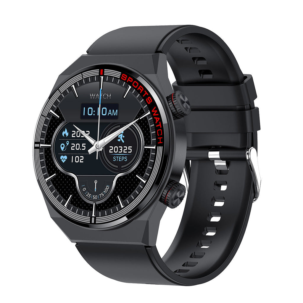 Smartwatch with stylish leather band on wrist