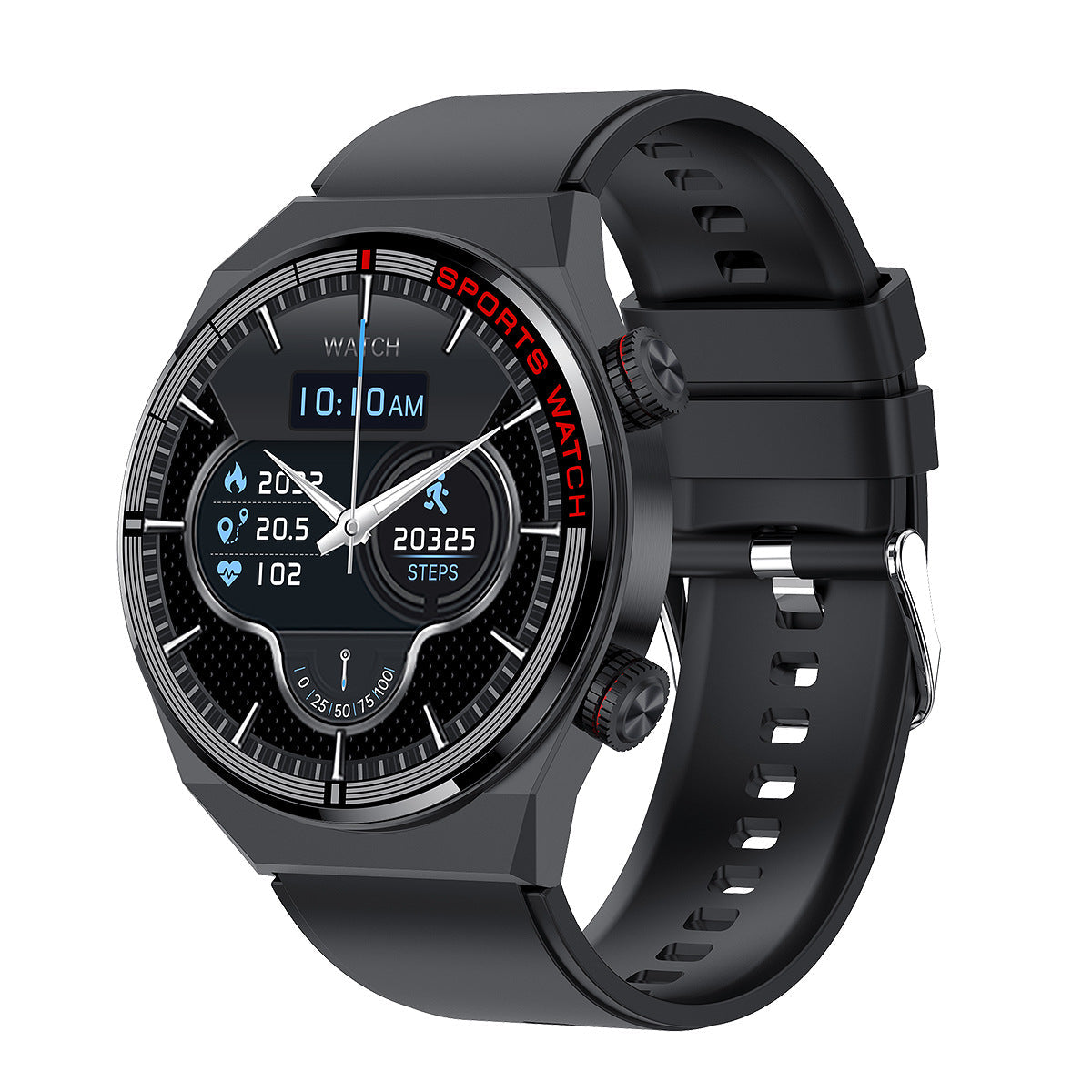 Smartwatch with stylish leather band on wrist