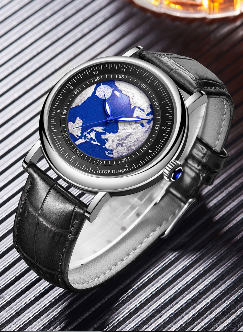 LIGE watch with leather band
