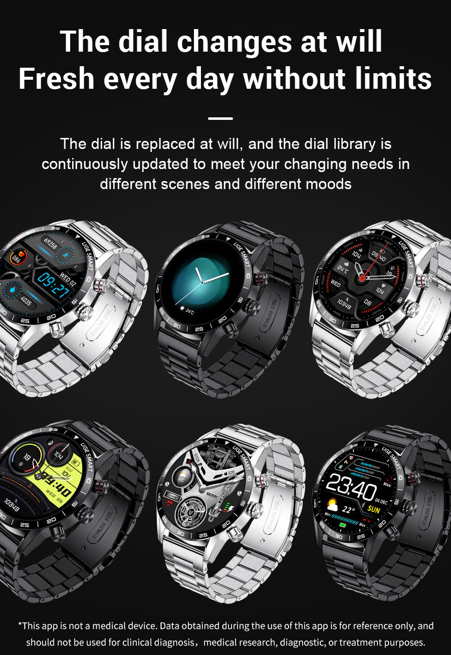 Smartwatch with stainless steel band