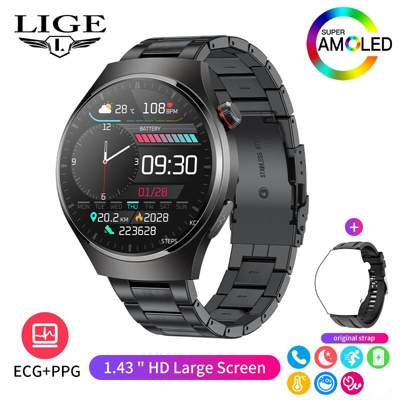 LIGE smartwatch with AMOLED screen front view