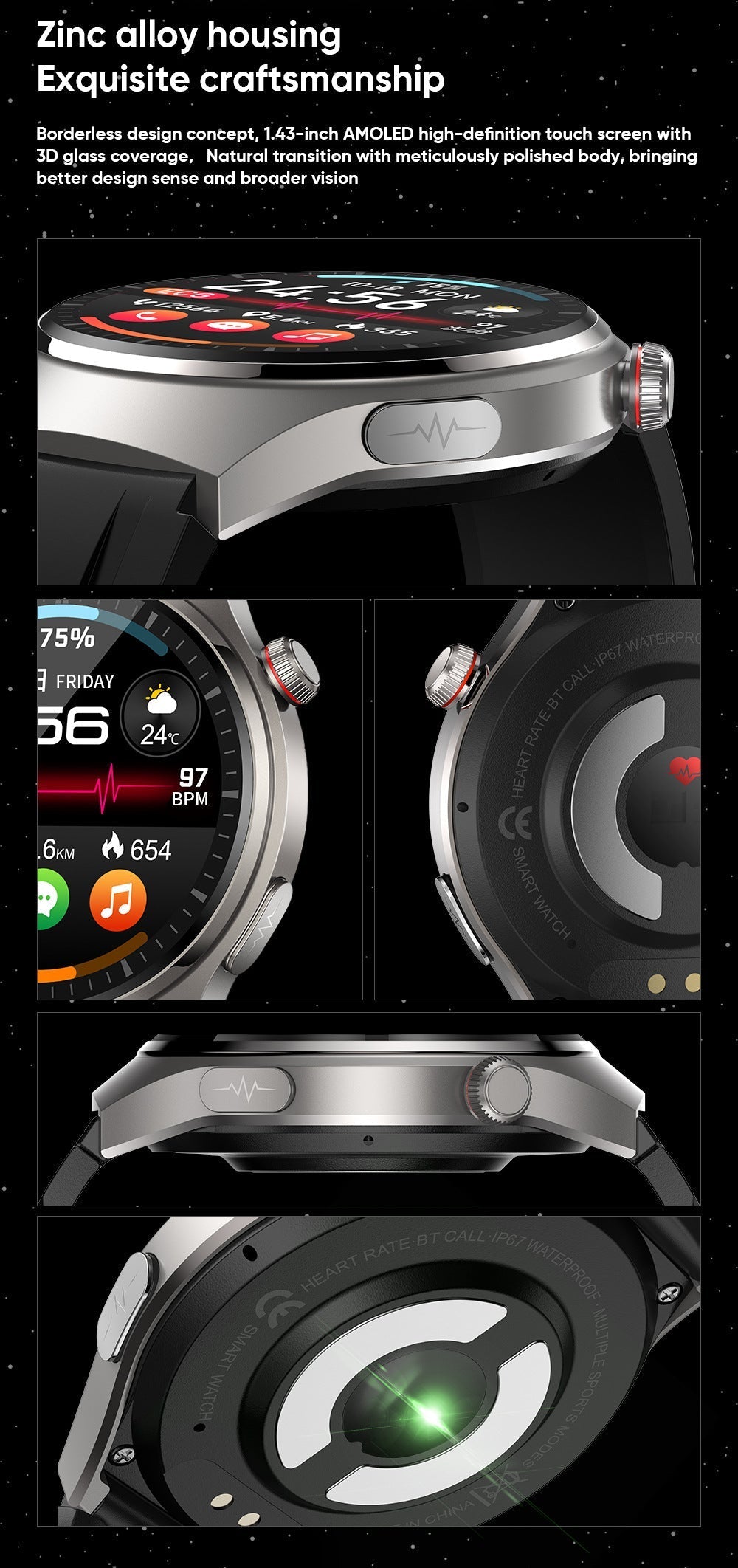 LIGE smartwatch charging method illustration