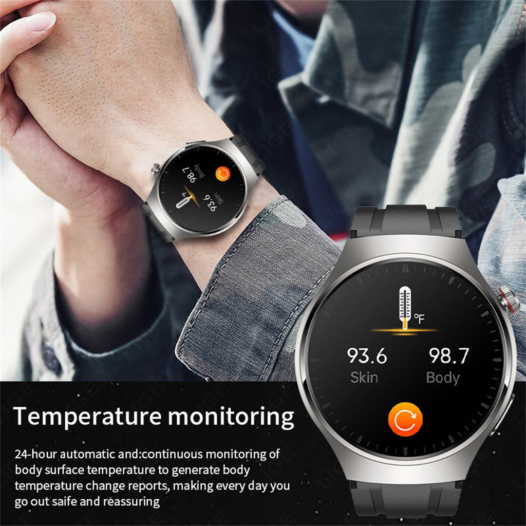 LIGE smartwatch on wrist with features display