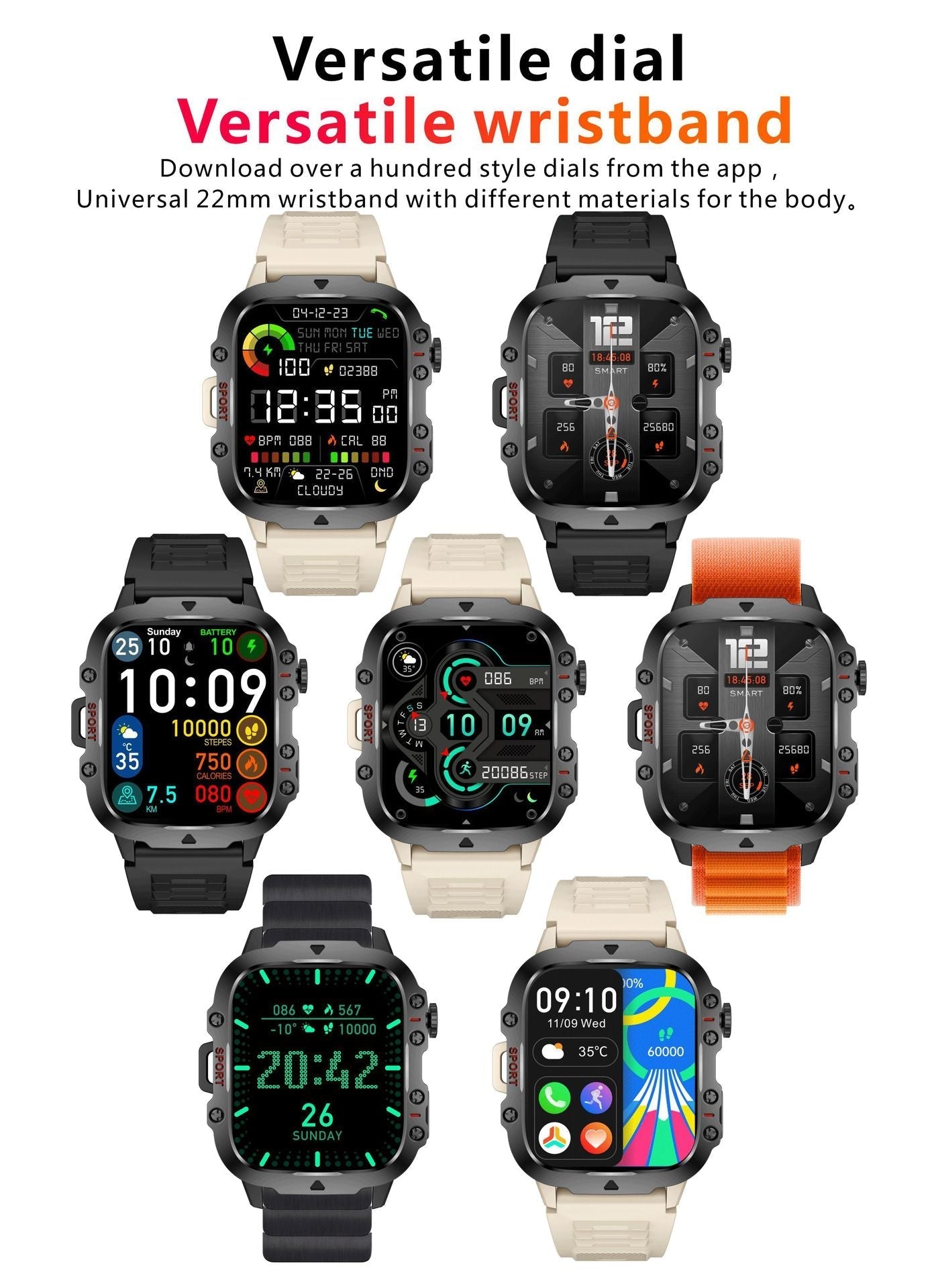 Customisable men's smartwatch in various colours