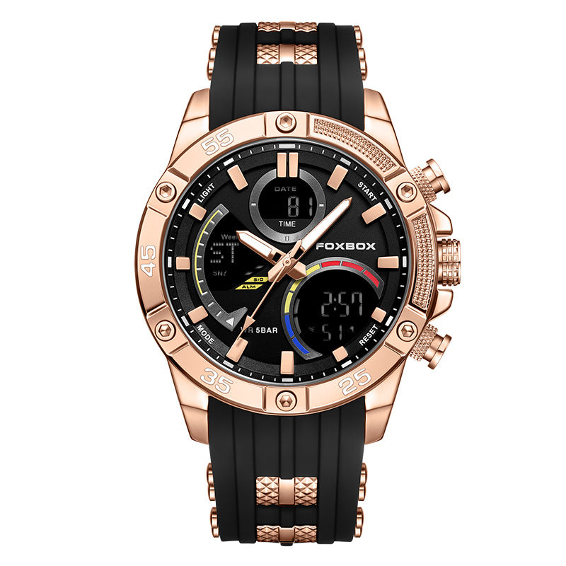 Stylish black-red sports watch for outdoor use