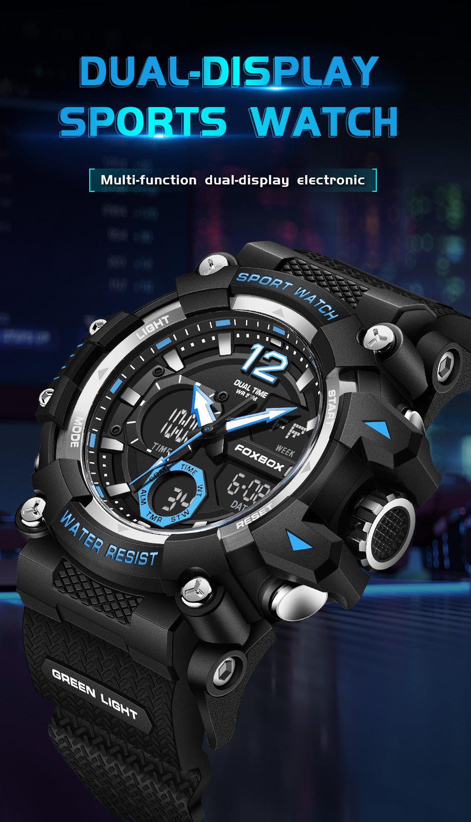 all black men's waterproof watch