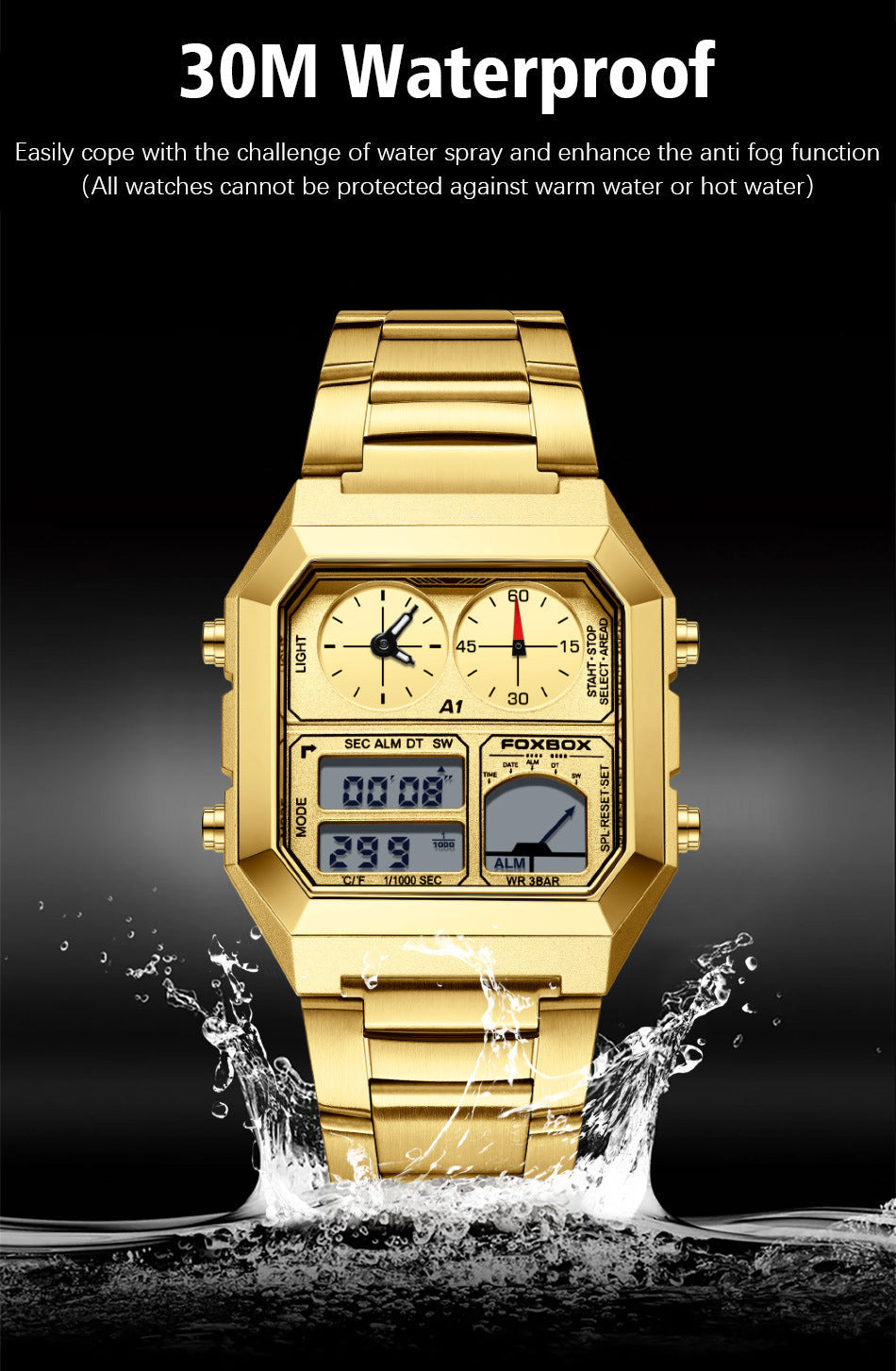 Multi-Function Waterproof Men's Sports Watch Front View