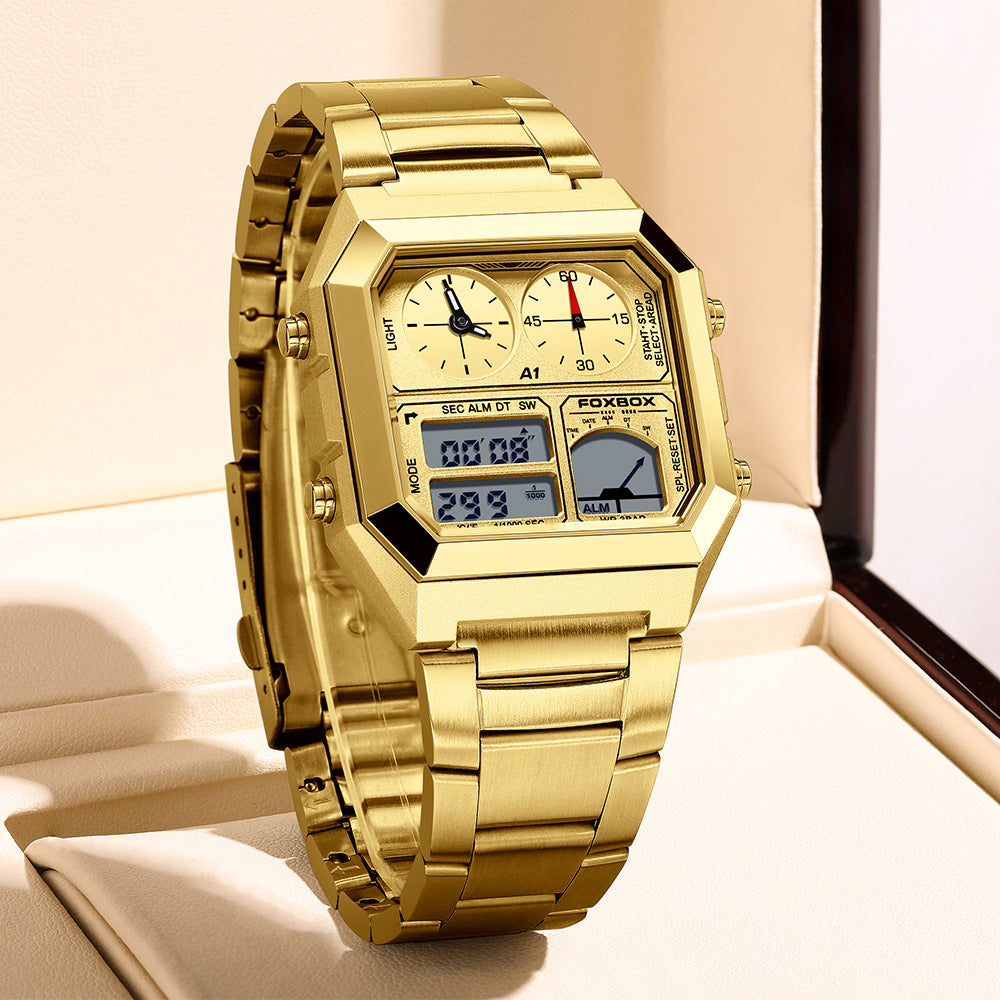 Close-Up of Men's Sports Watch Night Light Feature