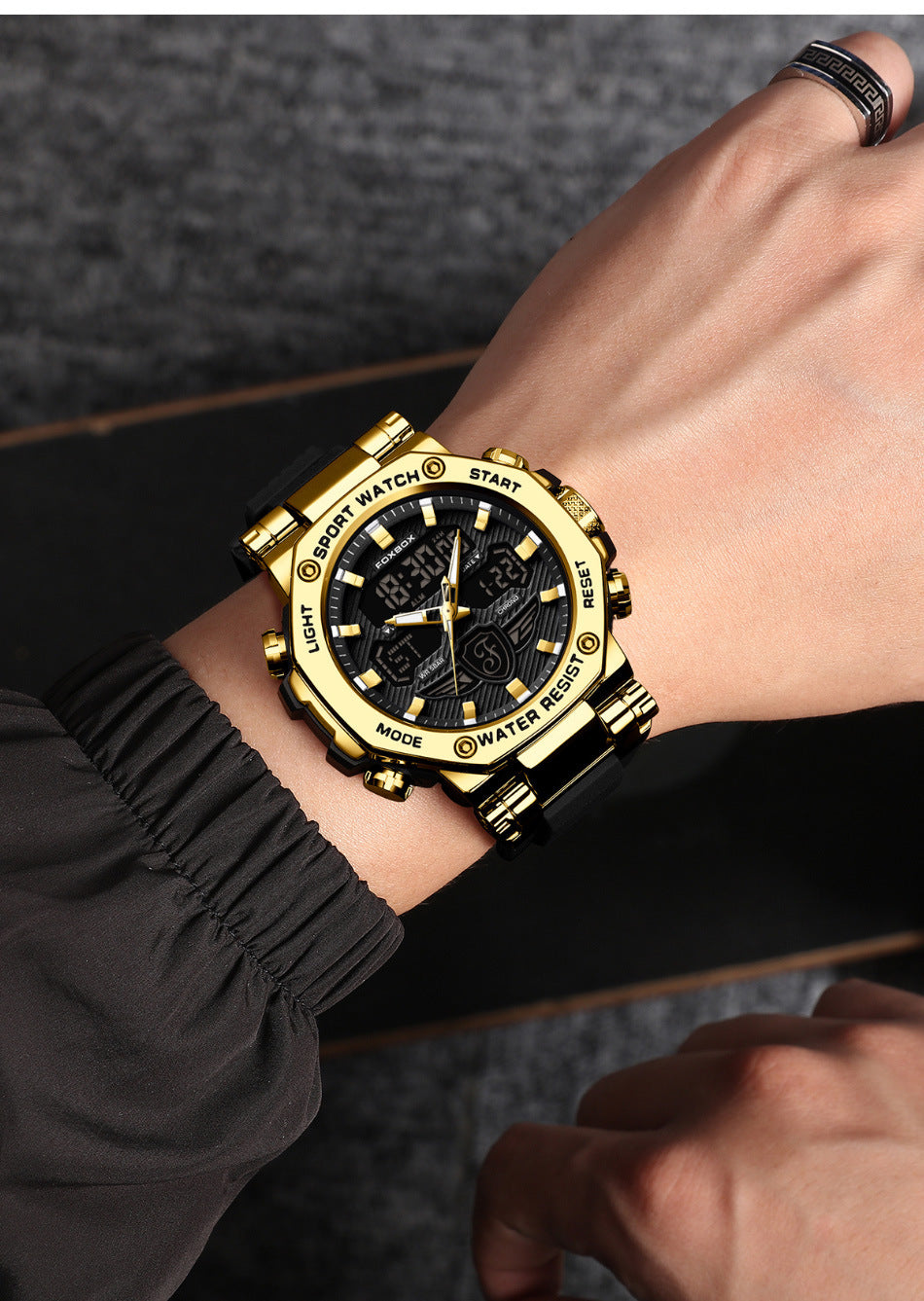 Close-up of multifunctional watch display