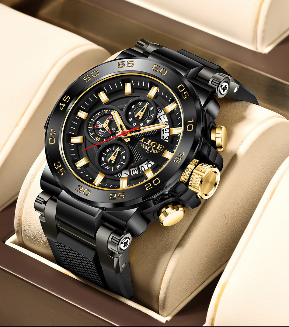 LIGE stylish watch demonstrating 30M water resistance