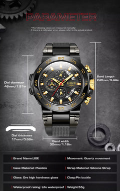 Various colour options of LIGE quartz watch