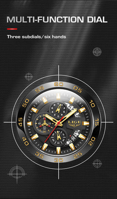 Front view of LIGE stylish quartz watch