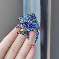 cute colourful tropical fish brooch with rhinestones