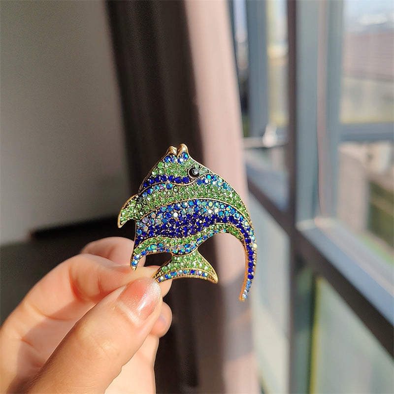 trendy rhinestone brooch on a coat