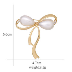 Elegant Pearl Bow Brooch in Gold Colour - Image 7