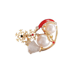 Brooch with snowman design close-up